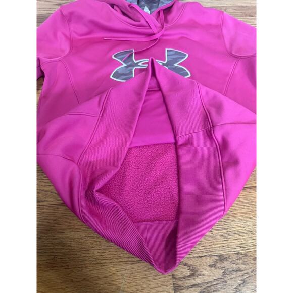 Under Armour Coldgear Storm Hoodie Womens Size Large Pink Camo Fleece - Picture 6 of 7
